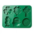 thumbnail image 2 of Día de San Patricio Mode de silicona 6 cavidades para helado Molde de chocolate Festivo irlandés verde Trébol Verde Leprechaun Diseño de moneda Diseño de Calidad Alimentaria Calor Flexible, 2 of 9
