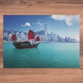 thumbnail image 5 of Ambesonne East Jigsaw Puzzle Durable Cardboard, Hong Kong Harbour Boat, 1000 pcs, Blue Aqua Red, 5 of 5