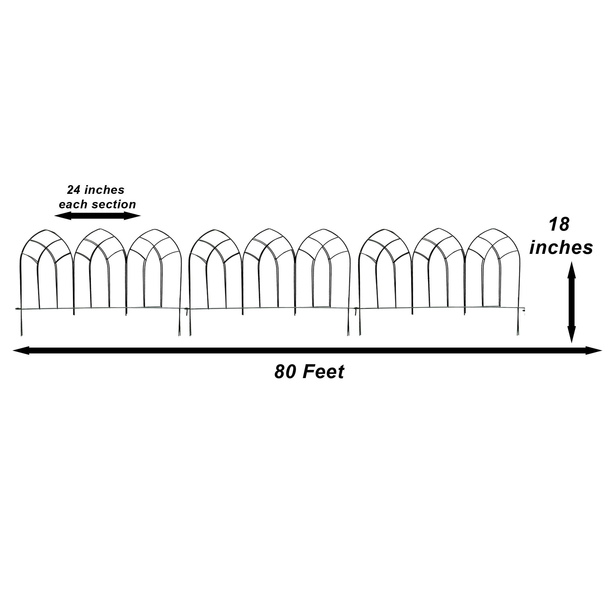 Glamos Wire 24 inch Arched Top metal Panel Decorative Fence 40 Pack covers 80 feet total