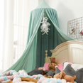 thumbnail image 1 of Dosel de cama para niñas, dosel de cama princesa rosa suave para cama de niñas, dosel con volantes para dormitorio infantil - verde, 1 of 5