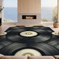 thumbnail image 2 of Design&I 4'x6' Washable Area Rug Retro Record Vintage Music Distressed Grooves Grooved Circle Vinyl Refined for Dorm Room, Living Apartment, Flatweave Daily Traffic Ready, 2 of 7