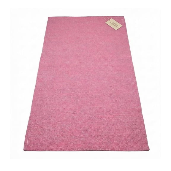LFH Home Handmade Cotton Yoga Mat Rug For Exercise, Workout, Fitness - Perfect Heavy Quality Eco Friendly Natural Cotton Woven Reversible Yoga Mats for Men & Women - 72x26 Inch - Pink