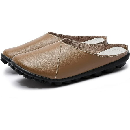 

Women s Loafers Slip-on Leather Shoes Open Back Mule Casual Flat Shoes Comfortable Summer Slipper