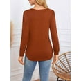 thumbnail image 5 of Long Sleeve Pleated Pullovers for Women Casual Chic Crew Neck Blouses Shirts Loose Fit Fall Clothes Caramel Color S, 5 of 8