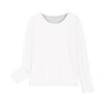 thumbnail image 5 of Girl Long Sleeve Tops Solid Color Crewneck Cotton T-shirts Casual Cozy Base Sweatshirt Lightweight Pullover, 13 Years White, 5 of 7