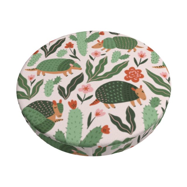 Easygdp Armadillo Print Easy To Install Bar Stool Covers&Stool Covers Round&Elastic Stool Cover, Barstool Covers,Washable&Bottom With Elastic Edge-12 inch