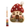 thumbnail image 2 of Fairy Red Mushroom Cabin Punch Needle Embroidery Kit, All Saints Day 3D Fluffy Yarn Punch Painting Set with Complete Tools, Easy DIY Beginner Craft Kit for Indoor Wall Hanging Decor Present 5.91in, 2 of 4