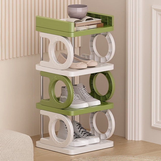 Vrorvz Étagère à Chaussures 4 Niveaux Étroite Armoire de Rangement pour Chaussures d'Entrée Robuste Organisateur Multifonction pour Chambre Garde-Robe Entrée et Hall Assemblage Facile Aucun Outil Requis