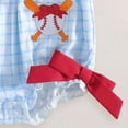 thumbnail image 6 of Staki Baby Girl Outfit Newborn Bow Embroidery Smocked Bubble Romper Onesie Infant Cute Summer Clothes 3M 6M 9M Light Blue,0-3 Months, 6 of 7