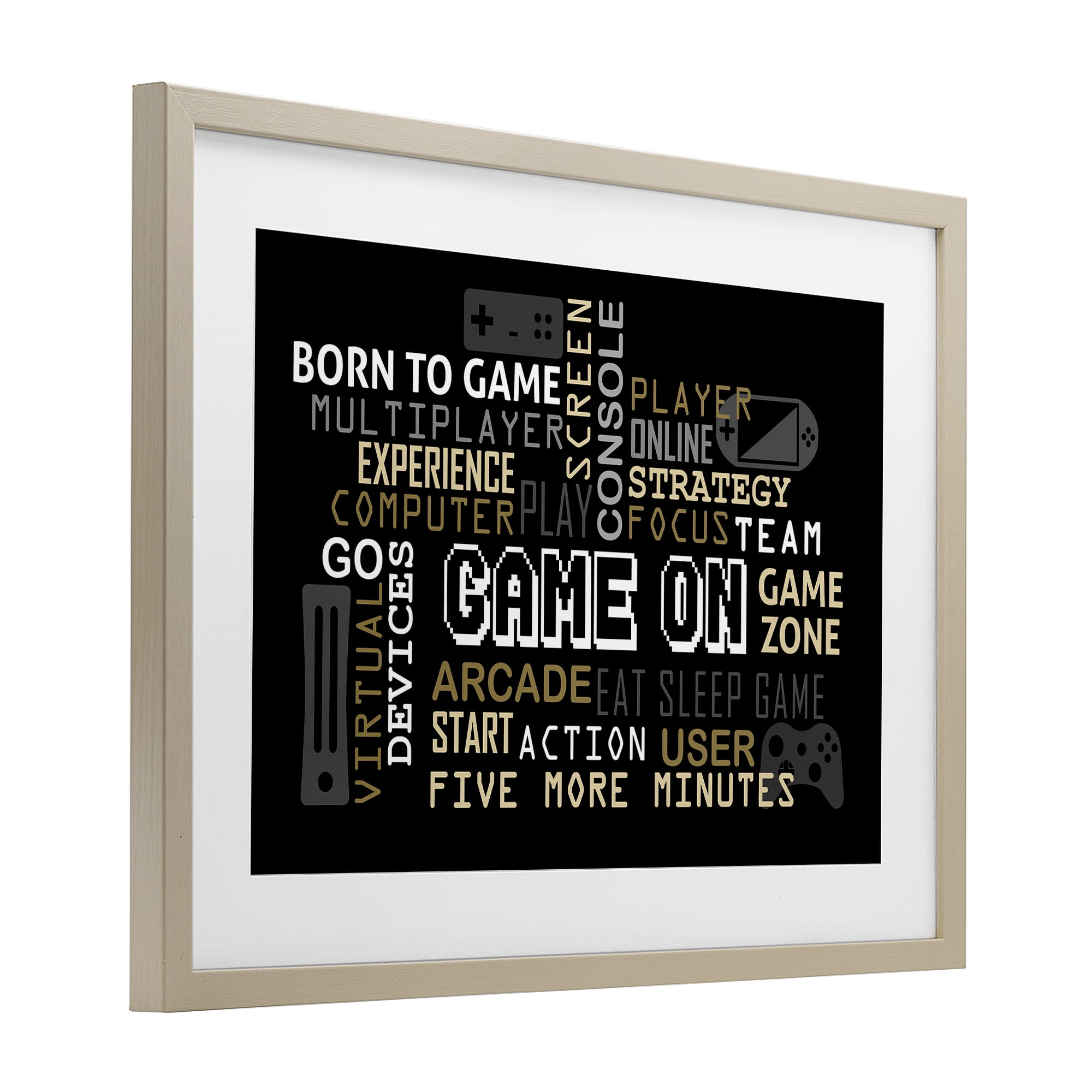 Stupell Industries Game On Gamer Typography Birch Framed Print Under Glass, design by Kim Allen