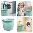 thumbnail image 2 of Laundry Basket with Handles, Portable Towel Clothes Storage Rack Round Hollow Basket for Bathroom Bedroom Clothes Space Saving Organizer, 2 of 8