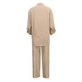 thumbnail image 3 of HJYCHN Women's Casual Pants Suit Set 2 Piece Trousers Outfit with Shirt for Daily Wear Outfits Khaki XL, 3 of 6