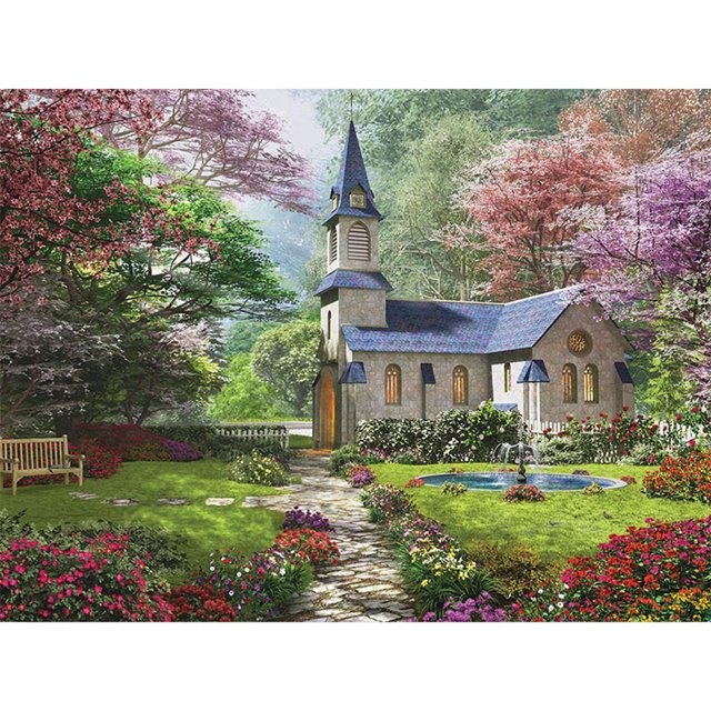 Pintura de diamante (DE1253) 5D Square Castle House Punto de cruz Mosaico Costura 20X30cm Hugtrwg Para estrenar