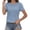 Light Blue, variant on Lixiuxyad Women's Round Neck Lace Trimmed Style Solid Short Sleeve T Shirt Floral Cute,Black L
