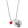 thumbnail image 1 of Delight Jewelry Acrylic 5/16" Maroon Heart Silvertone Script Initial Disc - Y - Charm Necklace, 20"+3", 1 of 4
