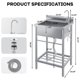 thumbnail image 2 of 24-pulgada free standing sink single bowl stainless steel utility sink con cold/hot water pipe almacenamiento rack faucet y adjustable legs laundry room kitchen garage outdoor use (nsf), 2 of 6