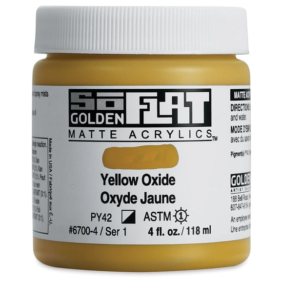 Golden SoFlat Matte Acrylic Paint - Yellow Oxide, 118 ml, Jar