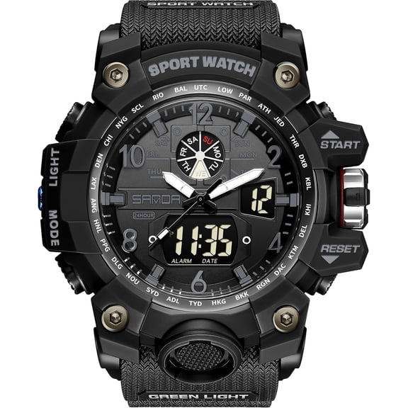 EXPLOJOY Men's Military Digital Sports Watch – Waterproof Outdoor Wristwatch with LED Display, Alarm, Date & Stopwatch