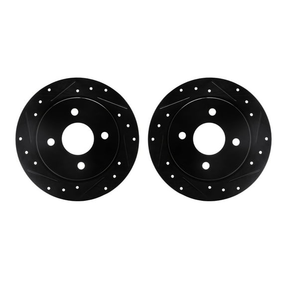 Dynamic Friction Company Rear Brake Rotors-Drilled and Slotted-Black 8002-54227