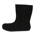 thumbnail image 2 of Women's Suede Pull On Mid Calf Boots Round Toe Flat Wide Calf Riding Booties Non Slip Retro Fall Winter Dress Shoes Black Size 6.5, 2 of 7