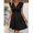 Black, variant on Black Hollow Out Lace Trim V-Neck Short Sleeve A-Line Mini Dress