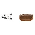 thumbnail image 1 of Moderno y bonito reloj de pared con forma de panda y cesta de mimbre tejida, frutero ovalado, práctico y resistente organizador de decoración para el, 1 of 8