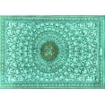 thumbnail image 1 of Ahgly Company Indoor Rectangle Medallion Turquoise Blue Traditional Area Rugs, 2' x 5', 1 of 4