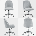 thumbnail image 4 of Topeakmart Linen Fabric Mid Back Desk Chair with Wheels for Home Office, Light Gray, 4 of 8