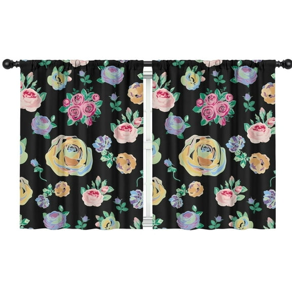Blackout Kids Curtains,Pioneer Flower Floral Print Pattern Childrens Insulated Curtains Set Of 2,Bedroom Essentials,Toddler Room Decor 42"x54"