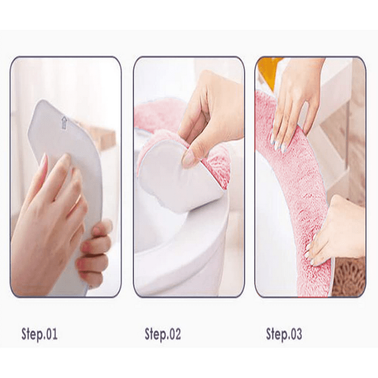 1 Pair Toilet Seat Cushion,Adult Pad Cover Padded Thick Warm Soft Fuzzy  Round Elongated Washable Disposable Toilet Mat 