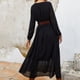 thumbnail image 4 of Vestido largo bordado de gasa con cuello en V vestido elegante para mujer traje diario holgado, 4 of 8