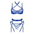 thumbnail image 2 of Gibobby Ropa interior mujer Ropa Lencería para Mujer Encaje Interior Halter Chemise V Cuello Camisón Sexy Ropa de Dormir Camisón Malla(Azul, M), 2 of 5