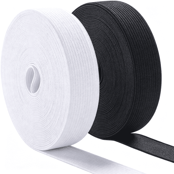 TUWAFE Sewing Elastic Band 3/4 Inch Wide Heavy Stretch High Elasticity Knit Elastic Band for Sewing Waistband Elastic 10 Yard (5 Yard White,5 Yard Black)