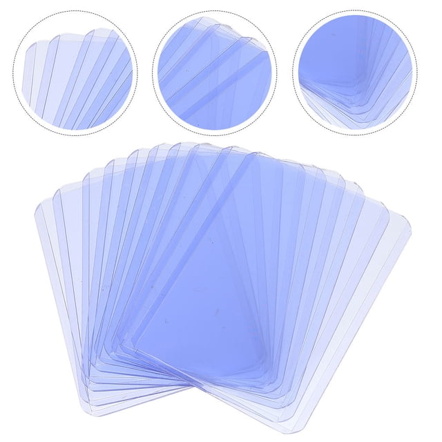 FUEENIRVA 30Pcs Blue Clear Cards Sleeves PVC Material Durable Reusable Covers for Card Storage Protection