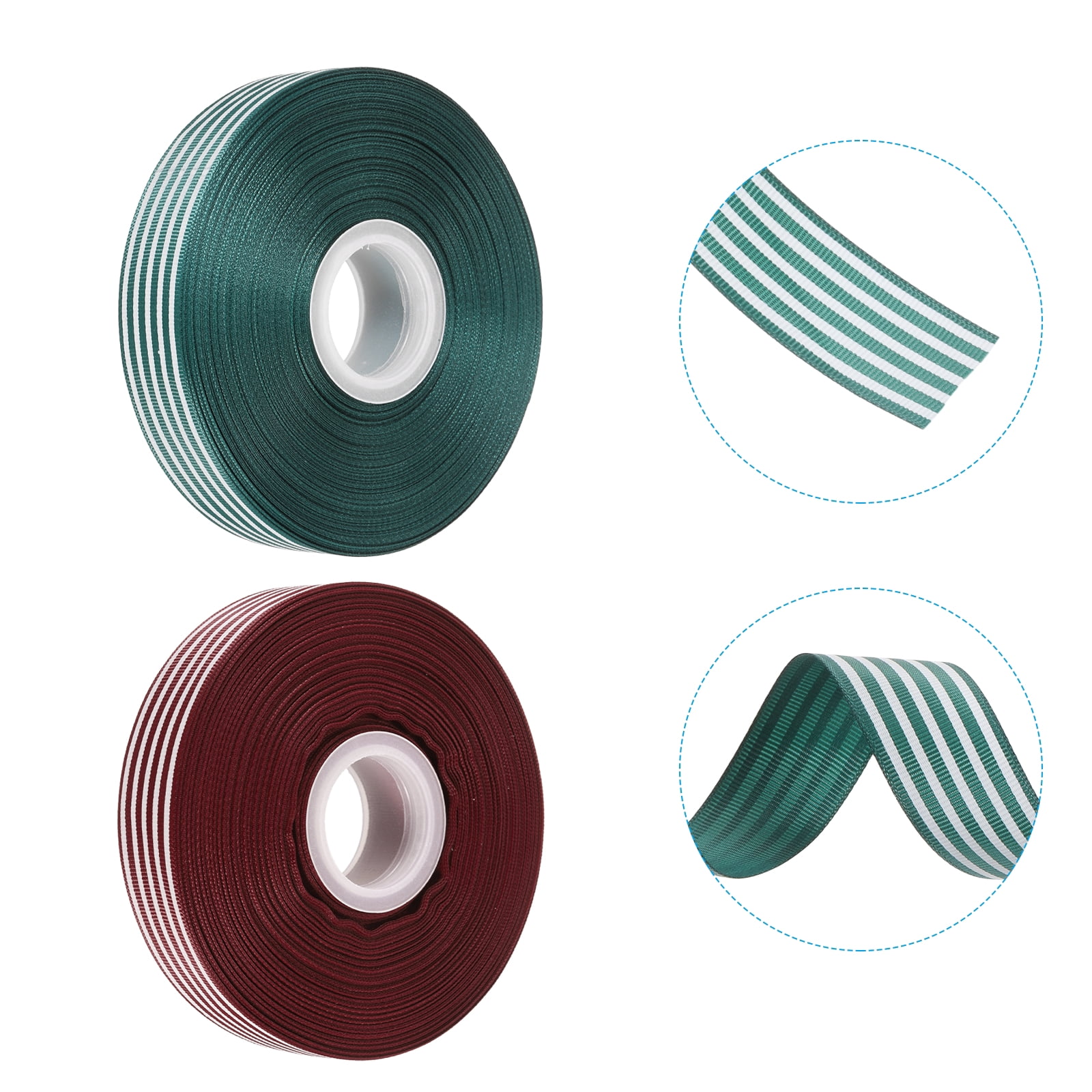 Uxcell 50 Yards x 1" Christmas Striped Ribbon, Dark Green/Red Ribbon Candy Ribbon Roll Fabric Wrapping Ribbon for Craft Wreath Christmas Birthday Wedding Festival Decoration