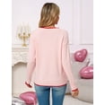 thumbnail image 3 of Cogild Sweaters for Women Heart Pattern Knit Crew Neck Long Sleeve Pullover Sweater, 3 of 10