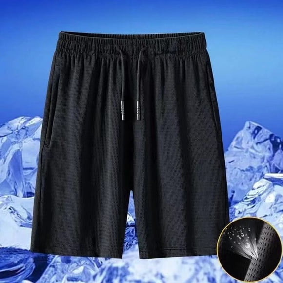 Pantalones cortos casuales de verano para hombre, pantalones cortos sueltos de malla de seda de hielo, pantalones transpirables de secado rápido con aire acondicionado, pantalones cortos