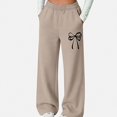 thumbnail image 2 of ITSAME Girls Wide Leg Sweatpants Bow Print High Waisted Loose Fit Fall Winter Casual Trousers with Pockets Size 11, 2 of 6