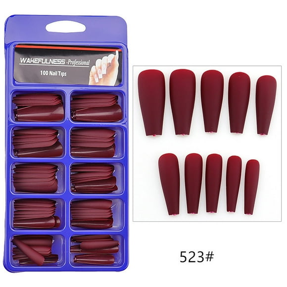 Uñas postizas, uñas postizas, regalos para mujeres, 100 piezas de uñas postizas mate, parches largos para decoración de uñas, caja de uñas completamente esmeriladas, uñas postizas