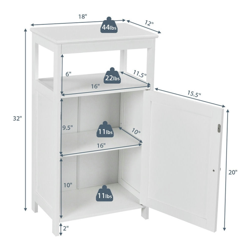 Finihen Bathroom Storage Cabinet, Bathroom Floor Cabinet, Bathroom Floor Cabinet with Adjustable Shelf, for Bathroom, Living Room, Bedroom, Kitchen, White Finihen Bathroom Storage Cabinet, Bathroom Floor Cabinet, Bathroom Floor Cabinet with Adjustable Shelf, for Bathroom, Living Room, Bedroom, Kitchen, White