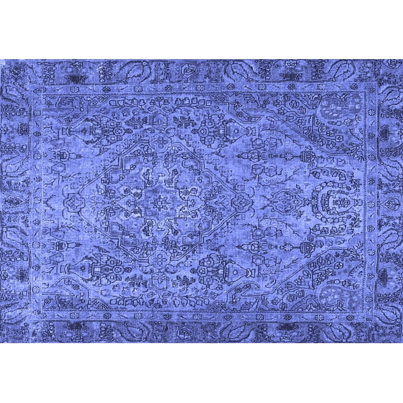 Ahgly Company Machine Washable Indoor Rectangle Persian Blue Traditional Area Rugs, 8' x 10'