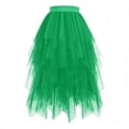 thumbnail image 2 of JURANMO Tulle Skirt for Girl High Low Ruffle Tiered Tutu Midi Skirts Mesh Fashion Dance Party Skirts Green 140, 2 of 7
