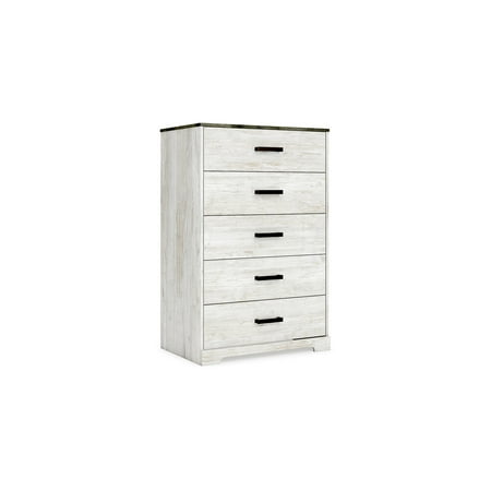 Signature Design by Ashley Casual Shawburn Chest of Drawers, Whitewash/Charcoal Gray