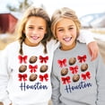thumbnail image 4 of Girls Houston Football Sweatshirt Red Bows and Footballs Texas Game Day Pullover Gray Sweatshirt Youth X-Small, 4 of 5