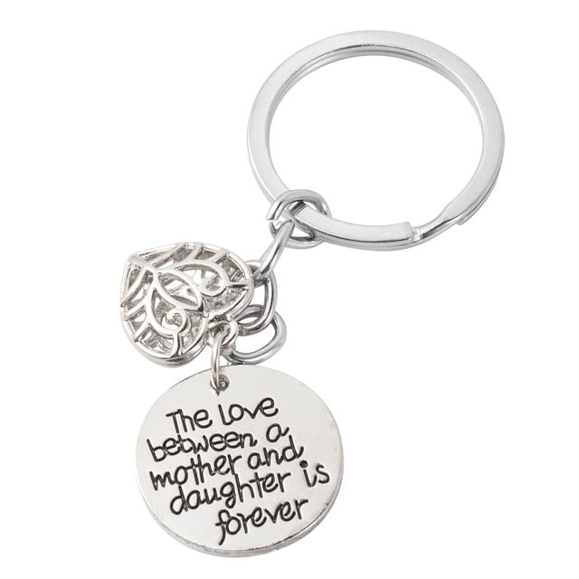 The Love Between A Mother and Daughter Is Forever Key Chain Hollow Love Heart Pendant Keychain Key Ring for Mother's Day Gift