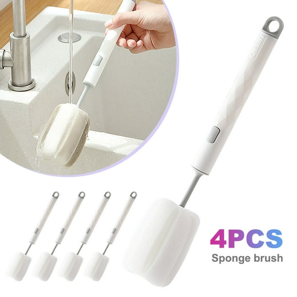 Cepillo Esponja para Tazas Lavado Portátil Herramientas Limpieza () Blanco