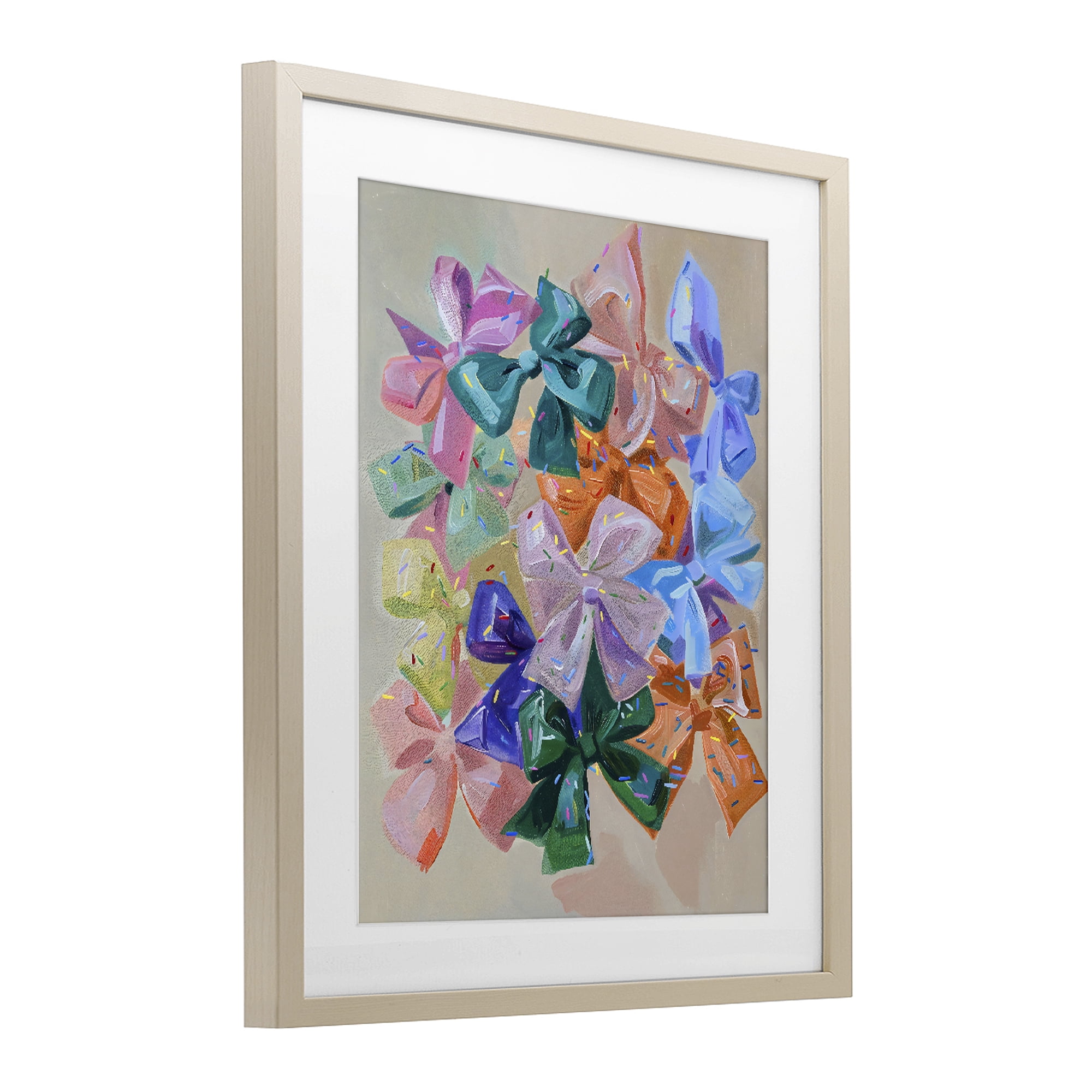 Stupell Industries Bright Bows Cluster with Sprinkles Birch Framed Print Under Glass, design by The Prints Vibe
