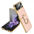 thumbnail image 1 of YSTINNG For Samsung Galaxy Z Flip 4 Case Leather with Ring, Back Screen Protector + Metal Ring Holder Kickstand, Shockproof Case A311-001, 1 of 4