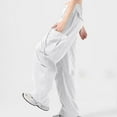 thumbnail image 4 of ClodeEU Womens Straight Leg Cargo Jeans,Button Mid Waist Pants With Pocket, Fashion Baggy Cargo Pants White,Womens Plus XL, 4 of 7
