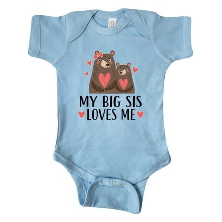 

Inktastic Little Sister My Big Sis Loves Me Gift Baby Boy or Baby Girl Bodysuit